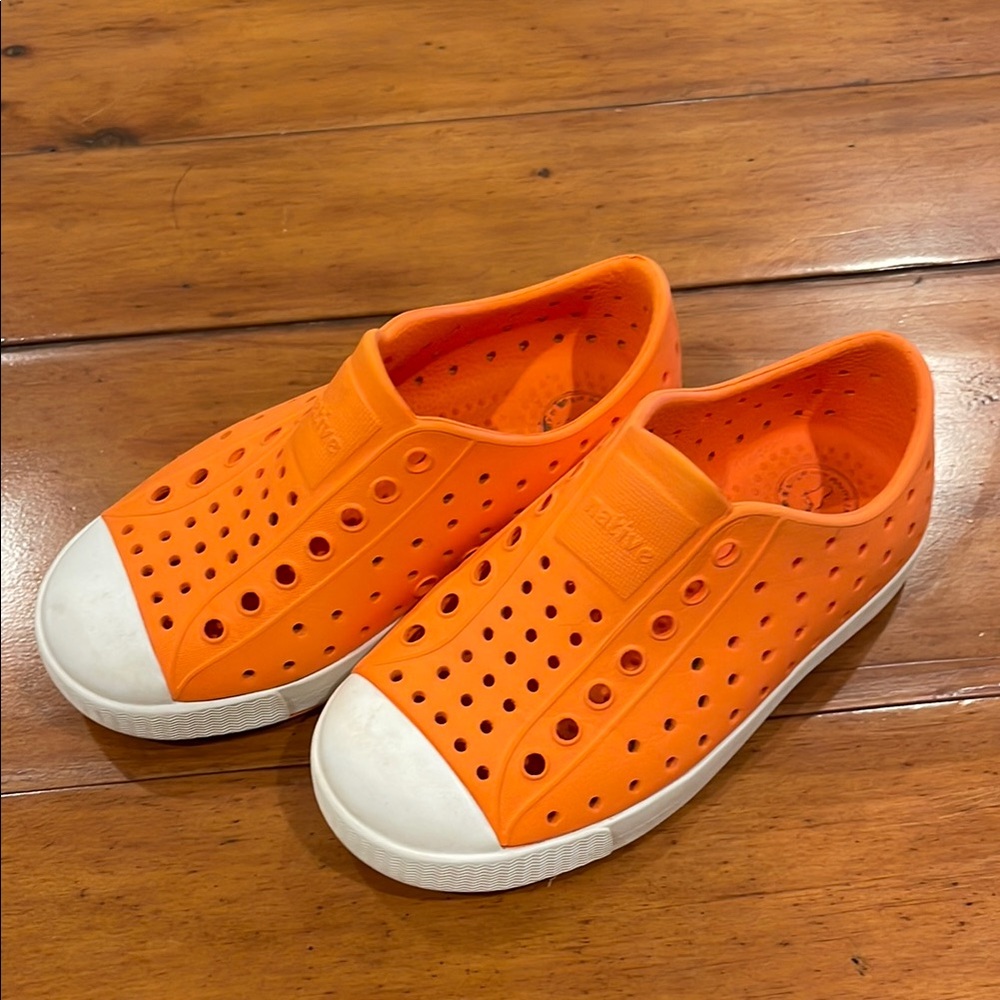 Native Orange and White Water Shoes Lightweight and Comfortable